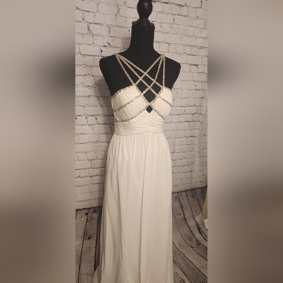 Adrianna Papell White Beaded Front Accent Dress - Picture 9 of 9